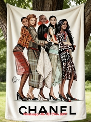 Chanel Plaid Fashion Models Flannel Throw Blanket IMG_6886